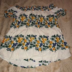 Off the shoulder creme floral top